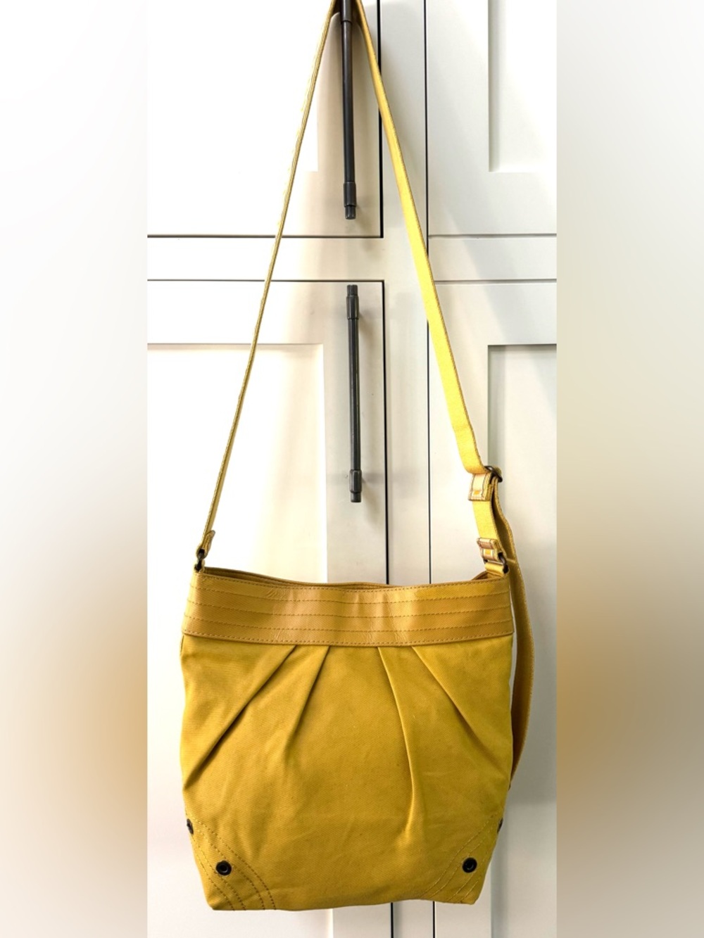 BURBERRY Blue Label Vintage Cotton Canvas Crossbody/ Messenger Bag Mustard - Picture 2 of 13